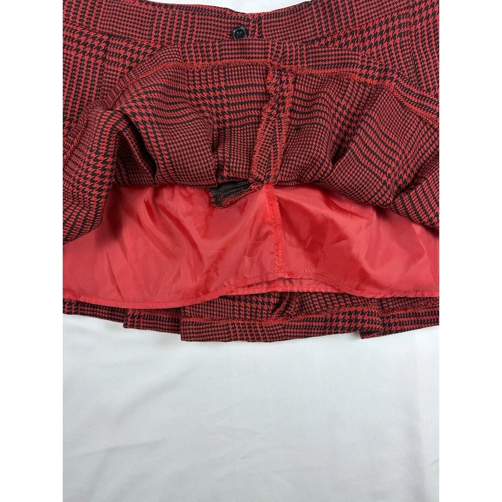 Vtg Y2K Miley Cyrus Max Azria Red Plaid Pleated Micro Mini Skirt Sz 11 Holiday‎